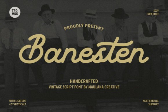 Banesten: A Vintage Script Font for Makers